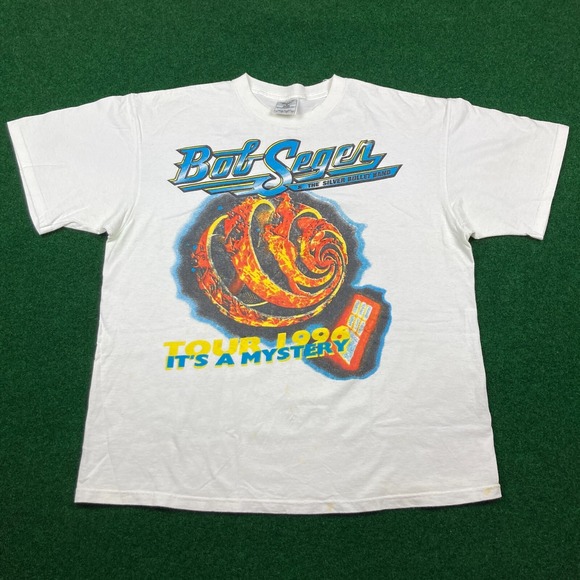 Vintage Bob Seger Shirt Mens L White 1996 Tour It's A Mystery Band Concert 90s - Picture 2 of 13